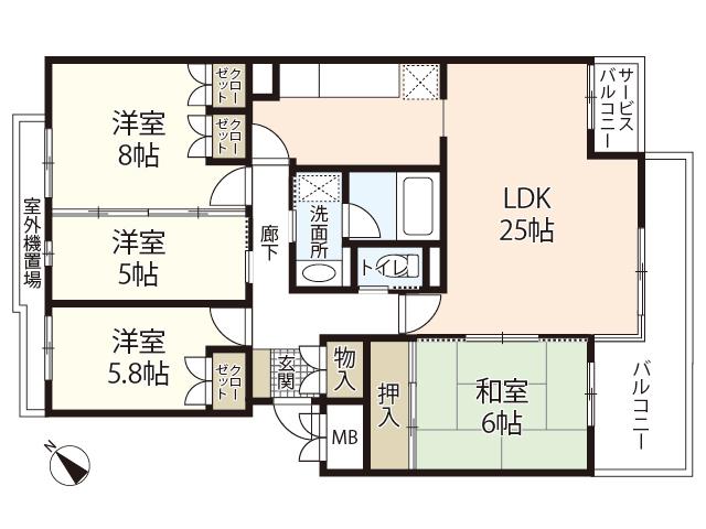 ウェール庚午(4LDK/3階)の間取り写真