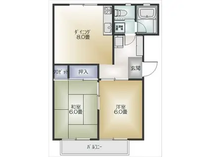 ハイム静2番館(2DK/2階)の間取り写真