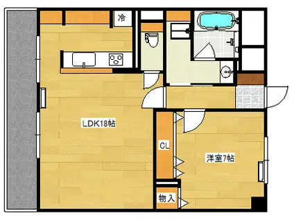 アルパウエストヴィラII(1LDK/6階)の間取り写真