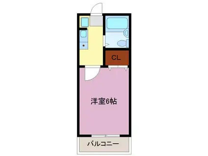 アリーズ(ワンルーム/3階)の間取り写真