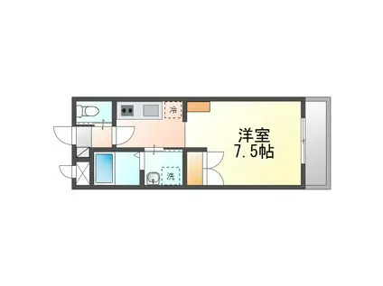 コンダクトレジデンスDAIDOU(ワンルーム/1階)の間取り写真