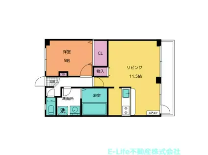 ヴェラッサルH(1LDK/2階)の間取り写真