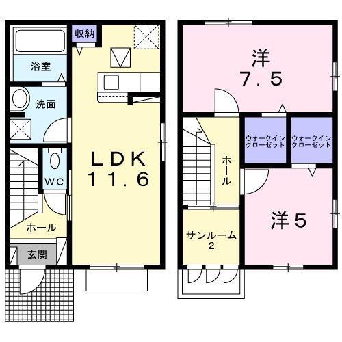 さくらVII(2LDK/1階)の間取り写真