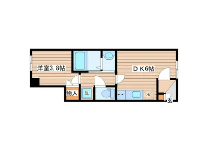 パール・ワンA(1DK/1階)の間取り写真