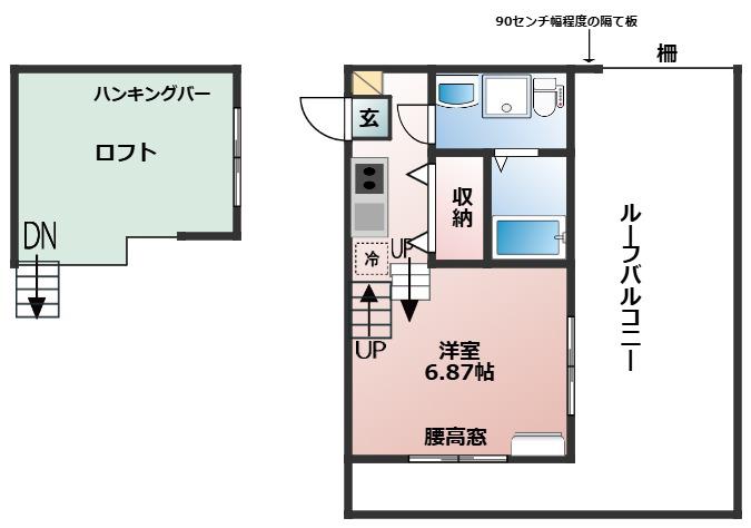 CHALET 涼風テラス(1K/2階)の間取り写真