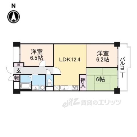 オーブラン学園前(2LDK/2階)の間取り写真