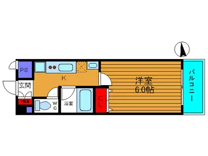 パークハウスナンバ(1K/2階)の間取り写真