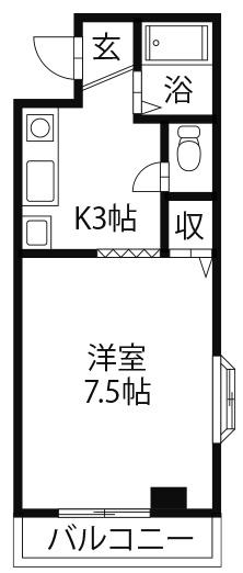 サンヴィレッジ山城(1DK/3階)の間取り写真