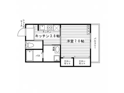 エターナル(1K/1階)の間取り写真