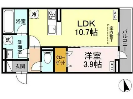 D-RESIDENCE引野(1LDK/1階)の間取り写真