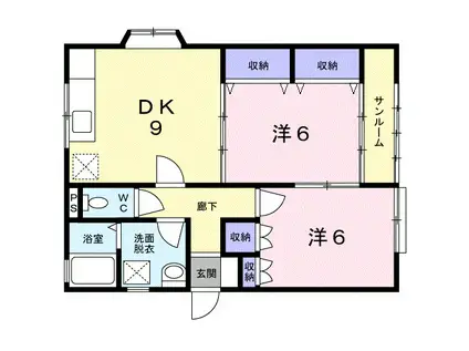 セーラ・クルーD(2DK/1階)の間取り写真