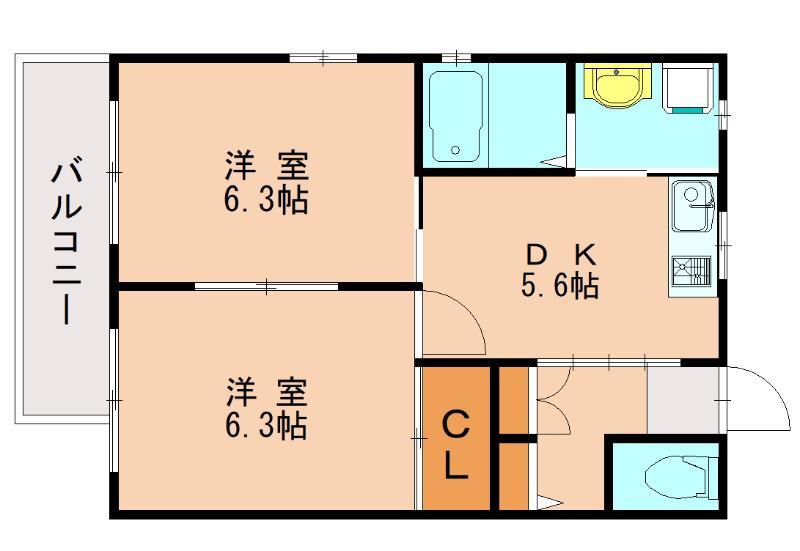 ソネット博多駅南(2K/2階)の間取り写真