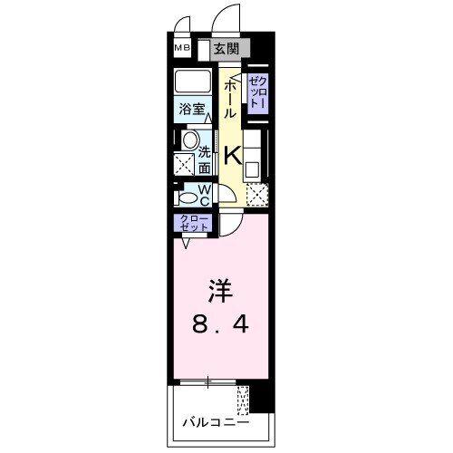 グラン アベニューI(1K/4階)の間取り写真