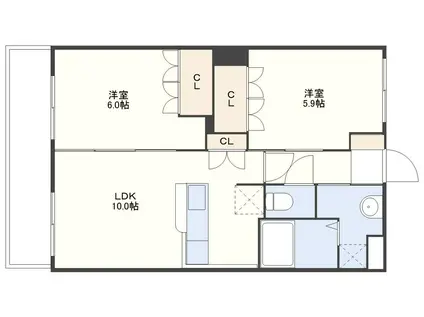 OCEAN HILLS壱番館(2LDK/1階)の間取り写真