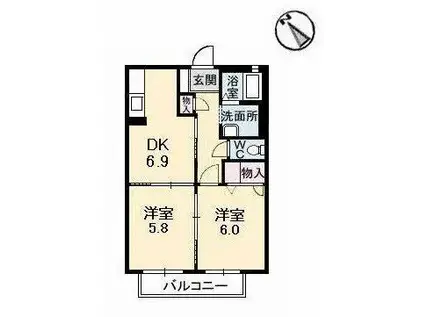 リヴィエール(2DK/1階)の間取り写真