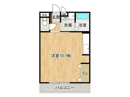 プリンスビル(ワンルーム/3階)の間取り写真
