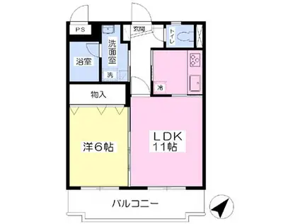 グリーンヒルズ(1LDK/3階)の間取り写真