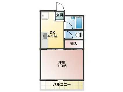 アドバンスオーシャン101(1DK/2階)の間取り写真