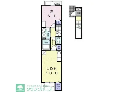 サン・ヴェールII(1LDK/2階)の間取り写真