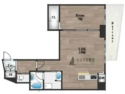 プレミアム長瀬(1LDK/6階)の間取り写真