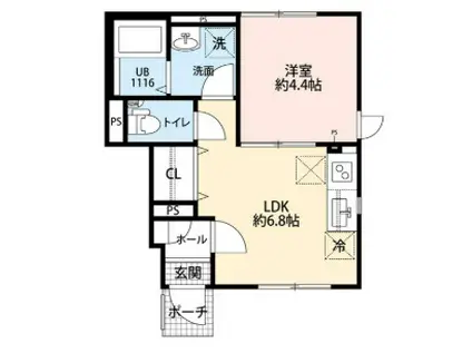 ヴィエント境南(1LDK/1階)の間取り写真