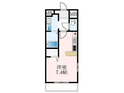 アウローラ冨士(ワンルーム/3階)の間取り写真
