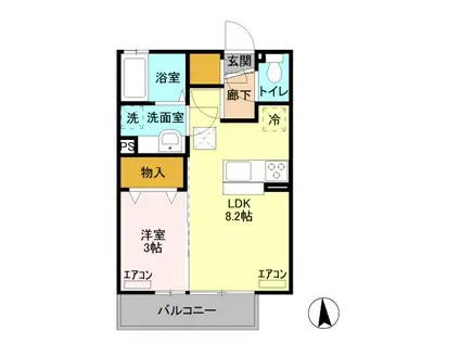 オーブルミエール(1LDK/1階)の間取り写真