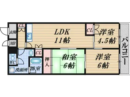 ヴィラクレスト(3LDK/2階)の間取り写真