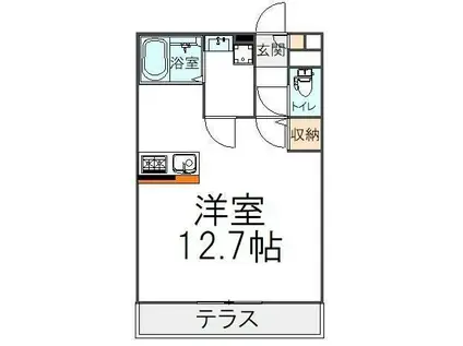 カーサ江戸川(ワンルーム/1階)の間取り写真