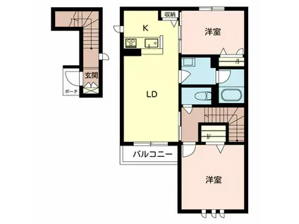 茨木シャーメゾン KNα(2LDK/2階)の間取り写真