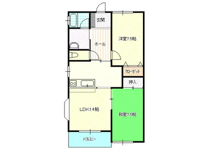 コモン青山A棟(2LDK/1階)の間取り写真