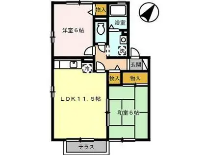 セジュール美里A(2LDK/1階)の間取り写真