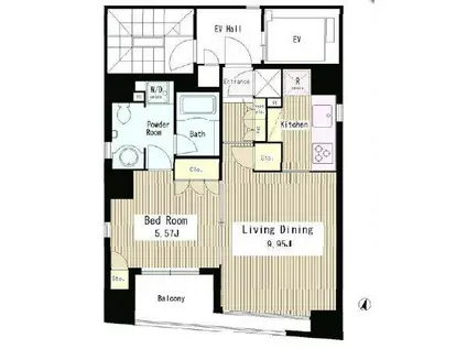 コートラクリア日本橋(1LDK/9階)の間取り写真