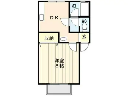 ピノキオC棟(1DK/2階)の間取り写真