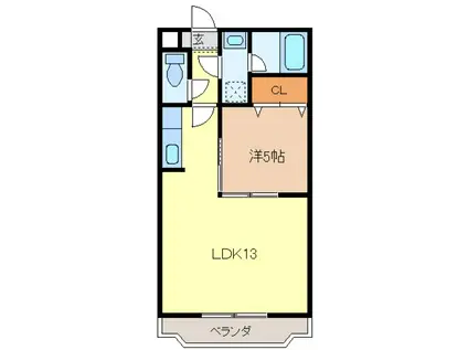 プルメリア(1LDK/1階)の間取り写真