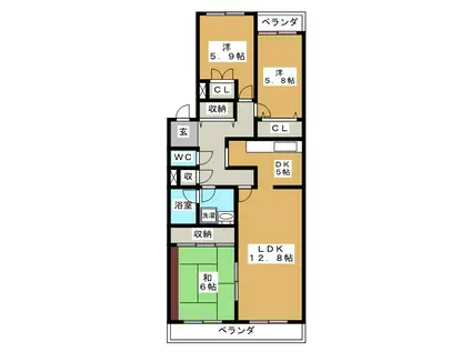 L-COMMUPLUS相模大野(3LDK/2階)の間取り写真