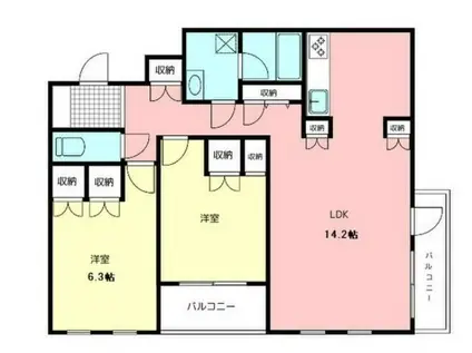 ヒルズ川口南町(2LDK/2階)の間取り写真