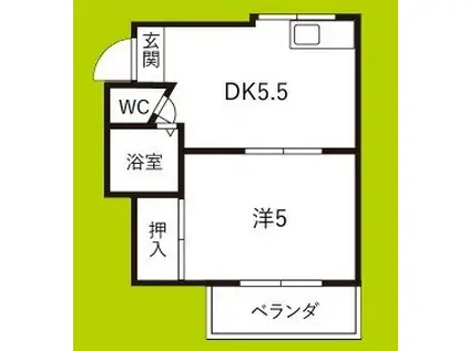 ウエストハイム墨江(1DK/1階)の間取り写真