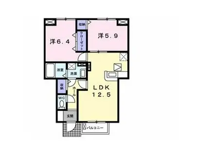 メゾン花園II(2LDK/1階)の間取り写真