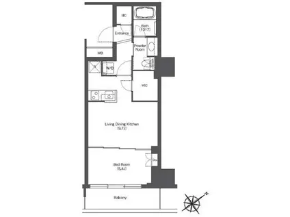 東京ポートシティ竹芝 レジデンスタワー(1LDK/10階)の間取り写真