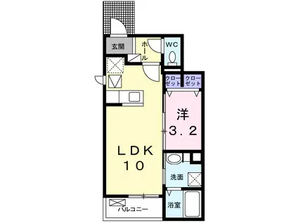 ラッキータウン辻井(1LDK/1階)の間取り写真