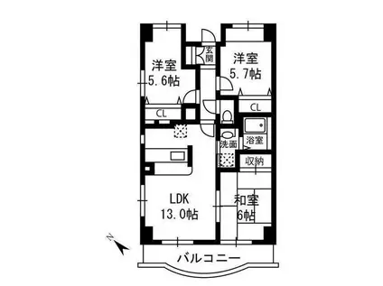 フルールポワール向ヶ丘(3LDK/4階)の間取り写真