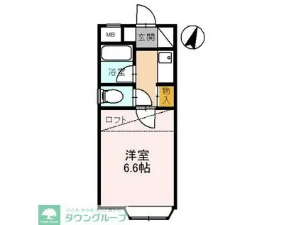 パーク本丸(1K/2階)の間取り写真