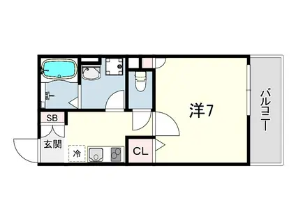 クレリア神戸(1K/1階)の間取り写真