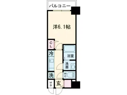 アドバンス神戸パーチェ(1K/2階)の間取り写真