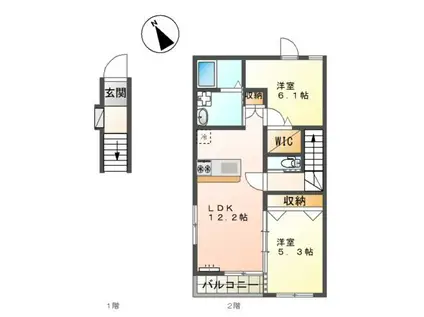 ニューパレス佑錦II(2LDK/2階)の間取り写真