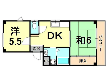 プチ・シェ・モア(2DK/1階)の間取り写真