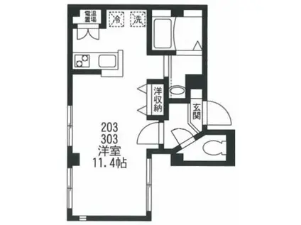 アーバン ビューノ(ワンルーム/3階)の間取り写真