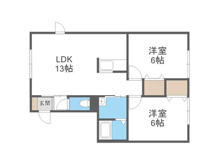 伏古7-2テラスハウス(2LDK/1階)の間取り写真