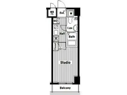 グランド・ガーラ芝公園(1K/7階)の間取り写真